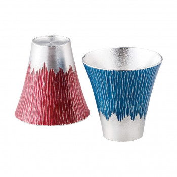 大阪錫器 錫製富士山タンブラー180ml(小)青朱ペア fut-1-2P 4112-077