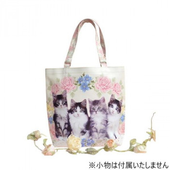 アクロスシーズ 猫・ローズ柄トートバック FDC-616C