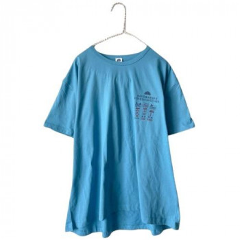 クスグルジャパン 天竺ニット ラフサイズTシャツ こけし柄 ブルー 24-7132