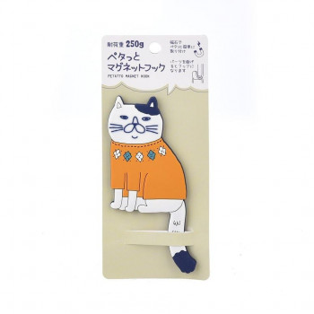 クスグルジャパン ペタッとマグネットフック ねこぜがわさん マグネットフック オレンジ 23-6303