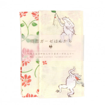 くろちく 両面ガーゼはんかち 戯画と蔓花 42412408