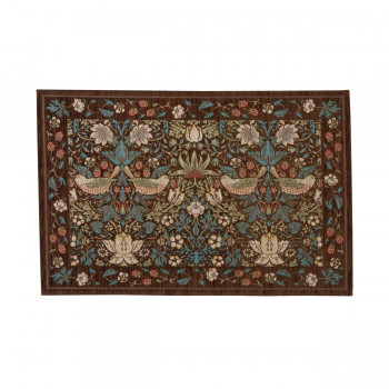 川島織物セルコン Morris Design Studio イチゴドロボウ マット 約60×90cm FH1709A BR ブラウン