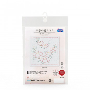 四季の花ふきん 刺し子花ふきんキット 雪輪の椿 SK-494