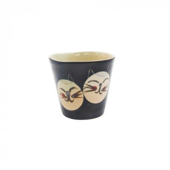 M1606 ロックカップ Couple Cats BlacK 和食器