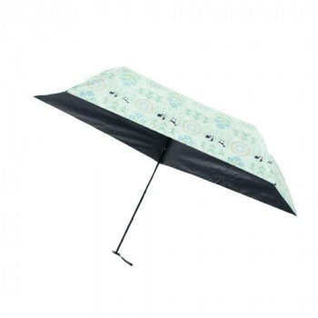 三国 裏黒コーティング軽量コンパクト晴雨兼用折りたたみ傘 花文様/パンダ グリーン S3518310