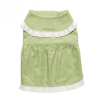ペット用品 ドッグウェア チェック柄ワンピース Green/グリーン Mサイズ DG-CHK04-M