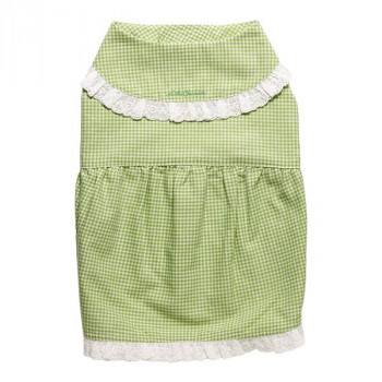 ペット用品 ドッグウェア チェック柄ワンピース Green/グリーン Lサイズ DG-CHK04-L