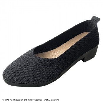 Vカットヒールニットパンプス　Sサイズ(22～22.5cm)　07　BLACK　GSZ2152