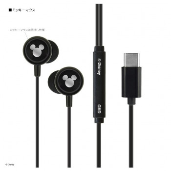 ディズニーキャラクター　リモコンマイク付き USB Type-C ステレオイヤホン ミッキーマウス DNG-280MK
