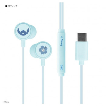 ディズニーキャラクター　リモコンマイク付き USB Type-C ステレオイヤホン スティッチ DNG-280ST