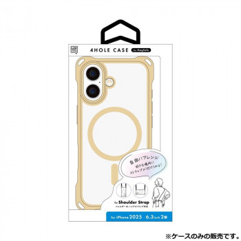 4ホールケース MagSafe対応 iPhone2025 6.3インチ(2眼)対応 メタリックゴールド i39FiJS06