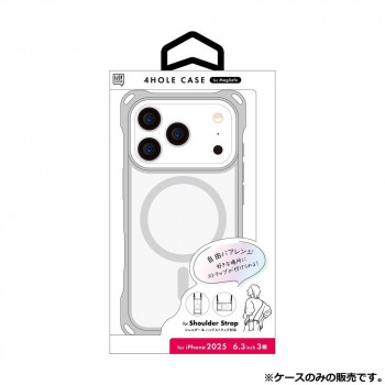 4ホールケース MagSafe対応 iPhone2025 6.3インチ(3眼)対応 メタリックシルバー i39RiJS04