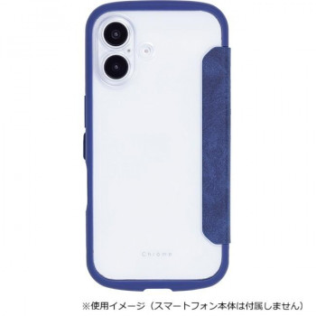 Chrome-NATURAL iPhone17専用背面手帳型ケース Blue/ブルー iP25-61-CHN08