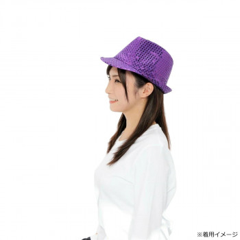 コスチューム　コスプレ衣装　帽子　スパンコールハット パープル