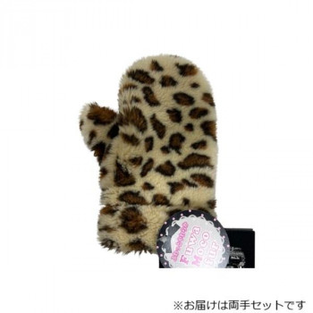婦人用手袋 ストレッチボアミトン ヒョウ柄(大柄) ベージュ/茶(5) 002322420