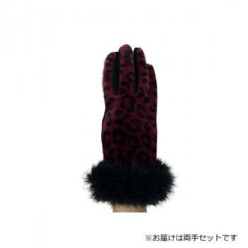 婦人用手袋 豚革コンビ手袋 23cm アカ(6) 001304221