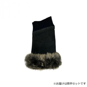 婦人用手袋 豚革ラビットファー手袋 22cm クロ(2) 001305121
