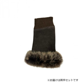 婦人用手袋 豚革ラビットファー手袋 22cm チョコ(2) 001305121