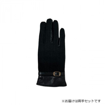 婦人用手袋 羊革コンビ手袋 22cm 黒(4) 001317221
