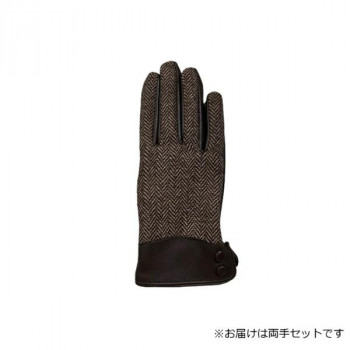 婦人用手袋 羊革コンビ手袋 22cm ダークブラウン(3) 001317521