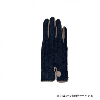 婦人用手袋 豚革コンビ手袋 22cm ネイビー(3) 001327321