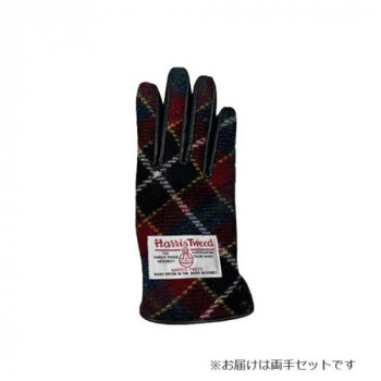 ハリスツイード 婦人用手袋 牛革 22cm レッド/ブラック 001328421