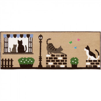 カキウチ キャットストリート インテリアマット45×120cm ベージュ 45×120cm