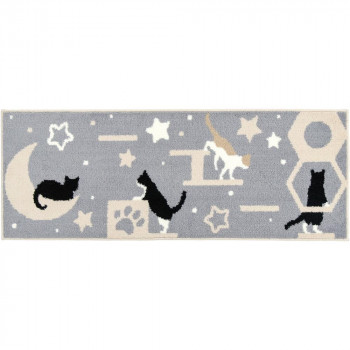 カキウチ キャットストリート インテリアマット45×120cm グレー 45×120cm