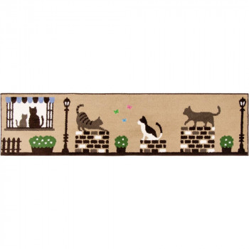 カキウチ キャットストリート インテリアマット45×180cm ベージュ 45×180cm