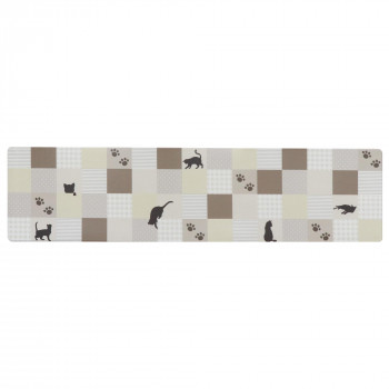カキウチ キャットシェイプ PVC キッチンマット ベージュ 45×180cm