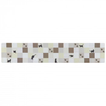 カキウチ キャットシェイプ PVC キッチンマット ベージュ 45×240cm