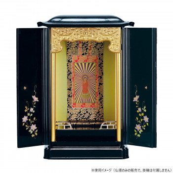 厨子型ミニ仏壇 大 黒(内金) 蒔絵 鉄仙 3102870326021