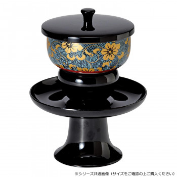 高茶台セット 九谷焼茶碗付 5.0寸 黒/青粒鉄仙 530750017w091