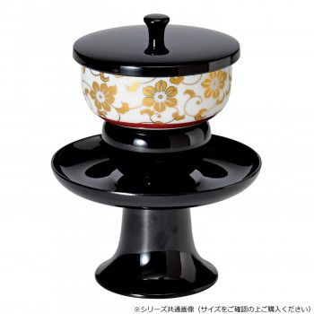 高茶台セット 九谷焼茶碗付 5.0寸 黒/白粒鉄仙 530750018b091