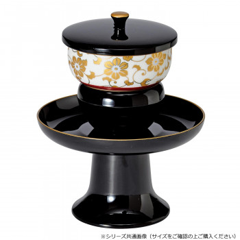 高茶台セット 九谷焼茶碗付 4.5寸 黒(フチ金)/白粒鉄仙 530745028b091