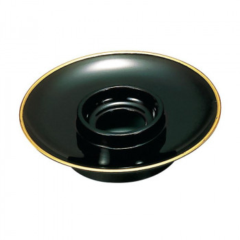 穴あき茶托 4.2寸 黒(フチ金) 5308420200011
