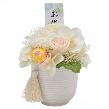 花愛(かんな) プリザーブドフラワー 陶器付 ホワイト 57n3008g00002