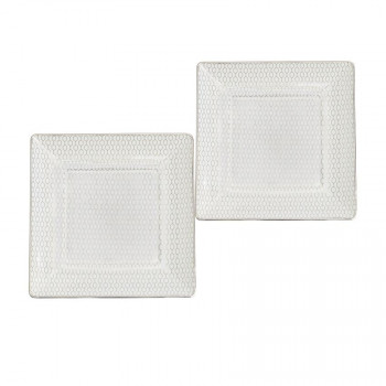 (B) Wedgwood　ウェッジウッド 　ジオプラチナ スクエアトレイ ペア　1068927