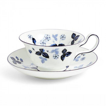 (B) ウェッジウッド 　ストロベリー インクブルー ティーカップ＆ソーサー ピオニー　1072182