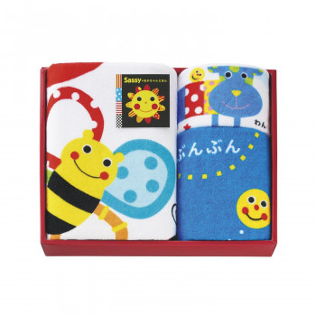 Sassyのあかちゃんえほん サッシー タオルセット ブルー 箱入 SE-8292