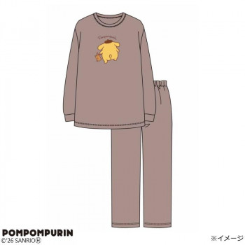 ギャルソンヌ　レディスパジャマ　ミニ裏毛　サンリオポムポムプリン　Tスーツ　ベージュ　150206　Lサイズ