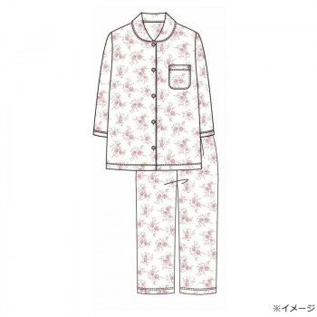 ギャルソンヌ　レディスパジャマ　ブライトストライプ　中花柄シャツ　7分袖　ピンク　161596　Lサイズ