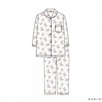 ギャルソンヌ　レディスパジャマ　ブライトストライプ　中花柄シャツ　7分袖　パープル　161596　Lサイズ