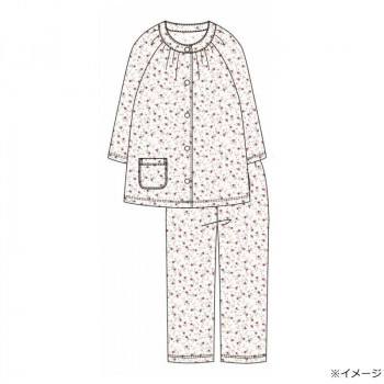 ギャルソンヌ　レディスパジャマ　ブライトドット　小花ペイズリー柄　7分袖　アカ　161686　Lサイズ