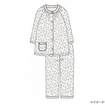 ギャルソンヌ　レディスパジャマ　ブライトドット　小花ペイズリー柄　7分袖　ネイビー　161686　Lサイズ
