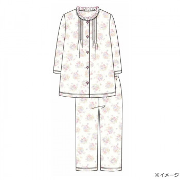 ギャルソンヌ　レディスパジャマ　綿100％　天竺　花ブーケ柄　ピンタックフリル7分袖分　ピンク　161026　Lサイズ