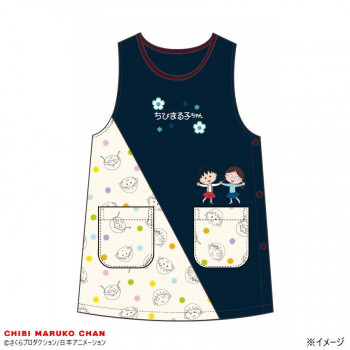 ギャルソンヌ　レディス　ちびまる子ちゃん　まる子＆たまちゃんラン型　エプロン　ネイビー　360006　M-Lサイズ