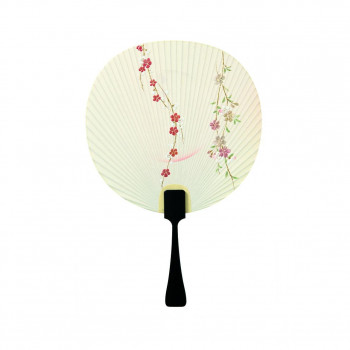日本製 MADE IN JAPAN 金彩京うちわ 小型 しだれ桜 2096