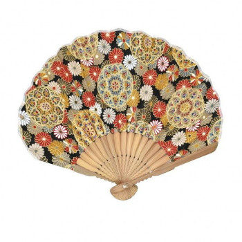 大西賢製販 Ripple  シェル扇子  22cm 菊 黒 SY19-B05