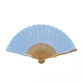 大西賢製販 Ripple  波骨ダンガリー風綿麻扇子  21cm ブルー  S19-NMA02
